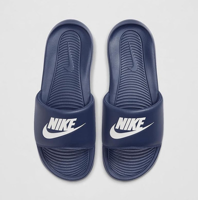 Nike Men s Blue/White Slide Sandals Logo Strap Slip-On Rubber Upper Size 9