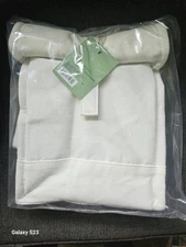 Figmint White Cotton Shell Insulated Liner Zippered Lunch Tote Bag NWT