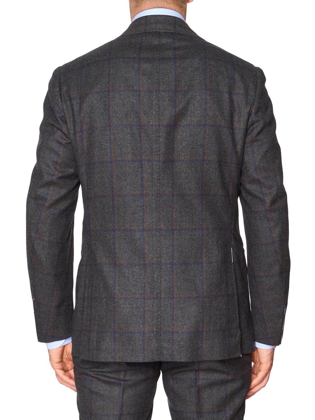 STILE LATINO "Vincenzo" Handmade Blue Windowpane Wool Suit Slim Fit NEW