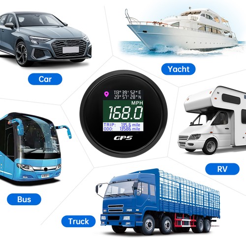 2" 52MM Digital GPS Speedometer Gauge for Marine Boat Car Truck Motorcycle ATV - Picture 3 of 15