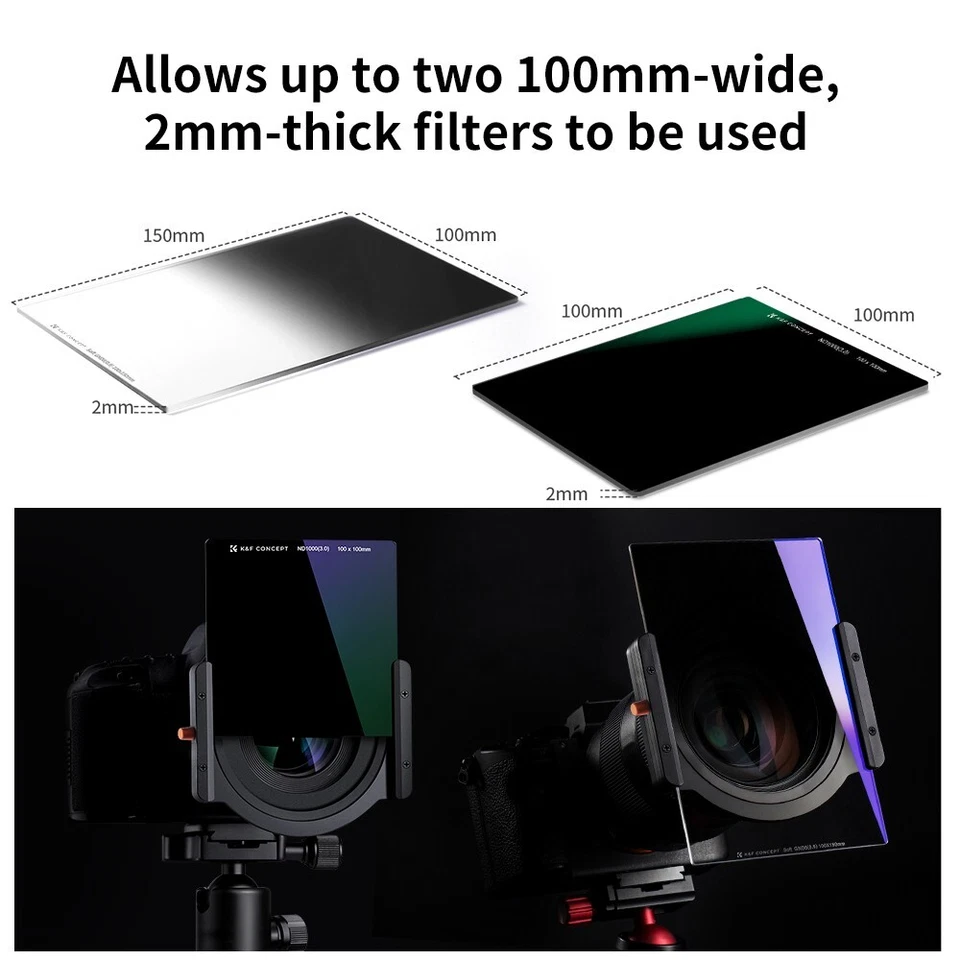 K&F 100mm Metal Filter Holder+ 8 Filter Adapter Ring 49/52/58/62/67/72/77/82mm - Image 3 of 4