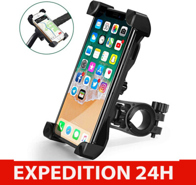 Support Téléphone Universel Pour Moto Et Vélo - Fixation En ABS Et Alliage Aluminium - Noir - Neuf