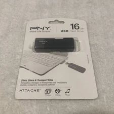 PNY 16GB USB Flash Drive Attache Black Portable Storage Memory Stick