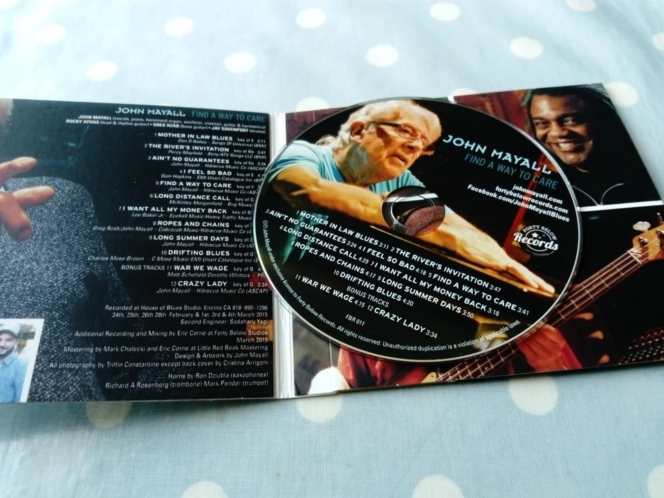 John Mayall Find A Way To Care 12 Track Card Sleeve CD (US Only/2 Bonus Tracks) Foto 2 de 3