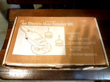 New VTG Sears Electric Shoe Shine Polishing Kit USA Original Box, Model 3242