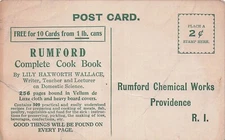 Rumford Chemical Works Providence RI Cook Book Advertising Vtg Postcard F37