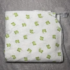 Just One Year By Carters Baby Receiving Blanket Green Frog White Flannel Lovey