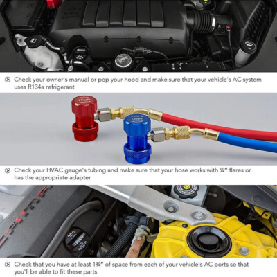 2PC R1234yf COPPER Connector Adapter Coupler Auto A/C Low&High Manifold Gauge | UK