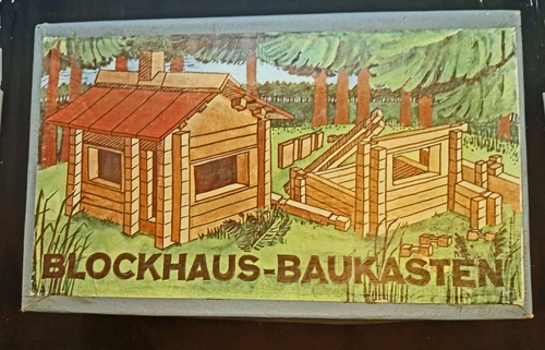 Blockhaus Baukasten Holz 1970er Jahre mit Bauvorschlägen