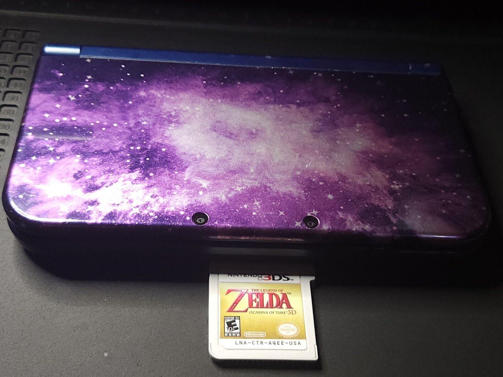 Nintendo 3DS XL Galaxy with Zelda Ocarina of Time and Screen