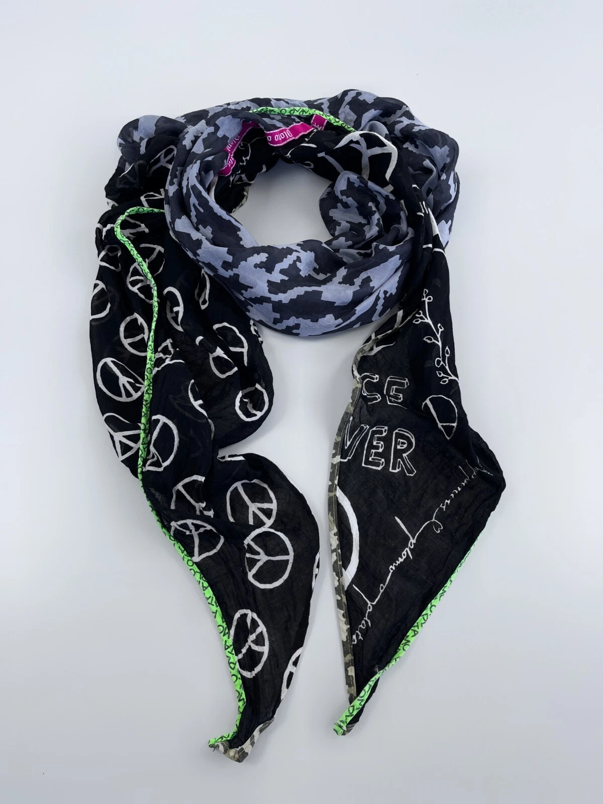 Rare PLOMO O PLATA Hippie Multicolored Lightweight Shawl Scarf Unisex XXL