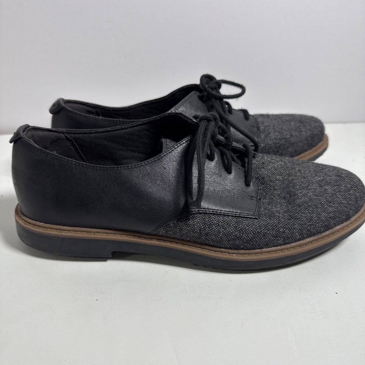 Clarks Somerset Lace Up Oxford Flats Sz 9M Black #15190 | eBay