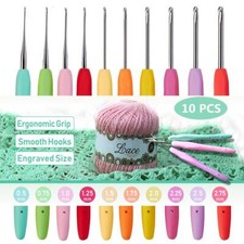 Small Size Lace Crochet Hooks Set 0.5-2.75mm Ergonomic Design 10 Pack