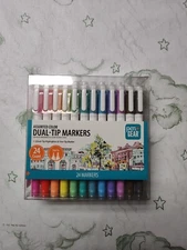 Pen+Gear Fine & Chisel Dual-Tip Markers Retractable Gel Pens, 24 Count