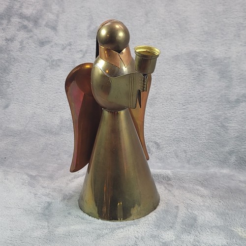 Handmade Angel Candle Holder Vintage Brass & Copper 9.5" Tall Unique Home Decor - Picture 2 of 9