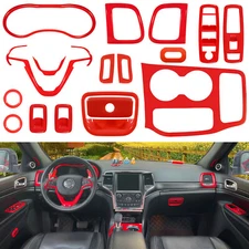 17PCS Red Interior Trim Kit Decoration Covers for Jeep Grand Cherokee 2016-2021 