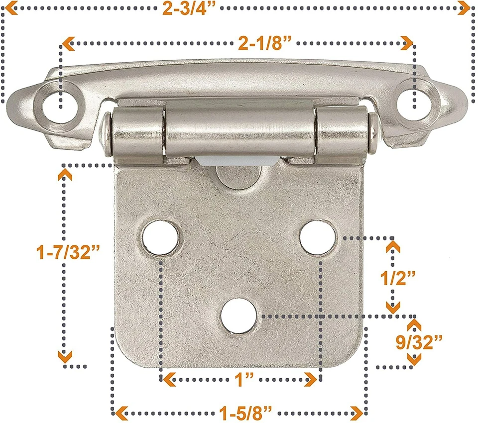 Lot Kitchen Cabinet Hinges Overlay Self Closing Face Mount Cupboard Door Hinge - Image 2 of 4