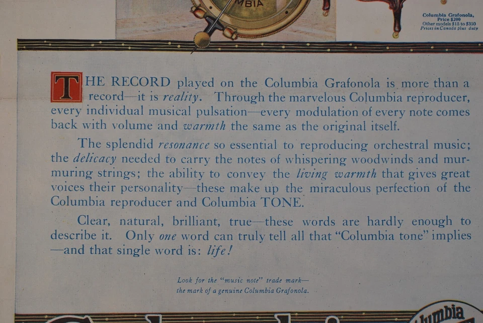 Antique Columbia Grafonola Advertisement For Record Reproducer Magazine Issue - Image 3 of 4