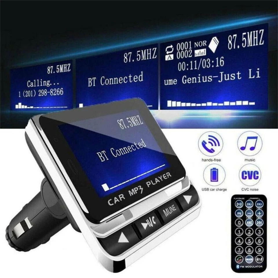 Car FM Transmitter 1.4in MP3 Player AUX Adapter Bluetooth Handsfree Calling Kit - Image 4 of 4