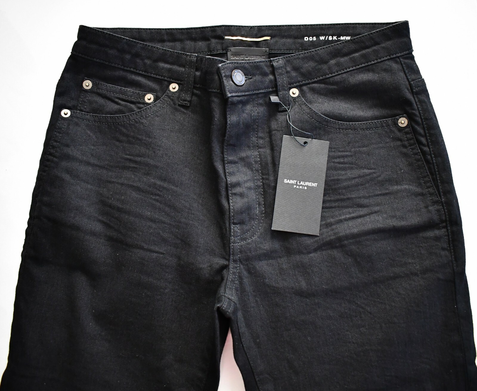️ SAINT LAURENT Paris D05 con SK MW Jeans neri skinny taglia media 30