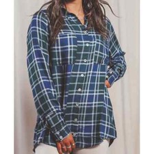 SMYM The Layer Shirt Blue Green Plaid M Soft