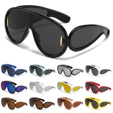 Fashion Wave Mask Sunglasses for Women Men Oversized Futuristic Shield Glasses