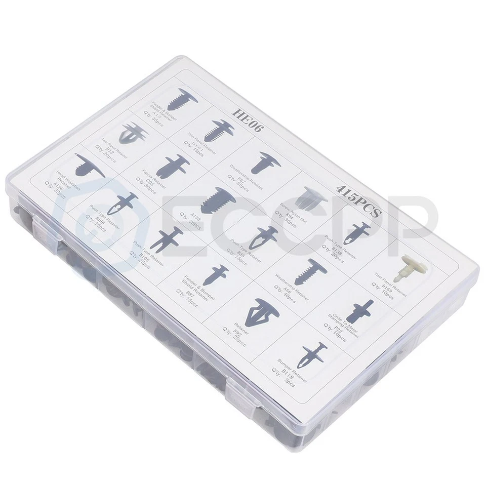 446 piezas retenedor de coche clips automáticos kit de sujetador de plástico herramienta de parachoques de eliminación de sujetador Foto 3 de 4