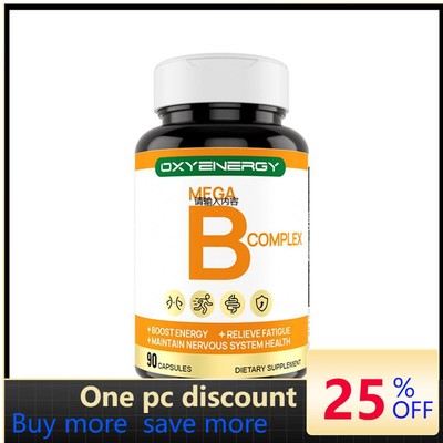 Oxyenergy Mega B Complex-8 B-Vitamins + Choline/Inositol, 90ct for Energy&Health
