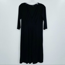 Eileen Fisher 100 silk long sleeve dress faux wrap v neck women s size XS