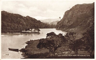 Postcard Loch Katrine near Goblin's Cave Scotland