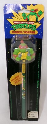 Vintage Noteworthy TMNT Ninja Turtles Raphael Pencil & Topper New Sealed