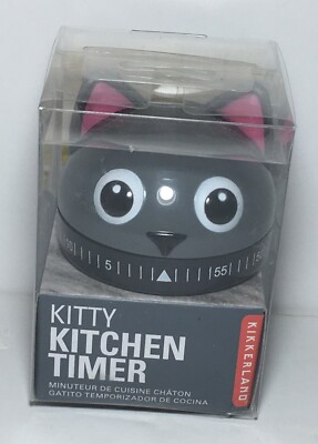 Kikkerland Kitty Cat Kitchen Timer 60 Min Cooking Count Down Clock Alarm