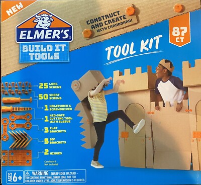ELMERS BUILD IT CARDBOARD TOOLS CRAFT KIT 87 CT NEW Construct Create w Cardboard