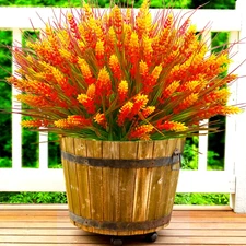 Artificial Plants Outdoor, 20 Pcs Fake Orange Flowers UV Resistant Outdoor Plant