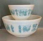 Vintage Pyrex Amish Butterprint Mixing Bowls #401 #403 Very Good to Excellent