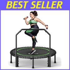 550LBS Fitness Trampoline with Bungees  Adjustable Handle
