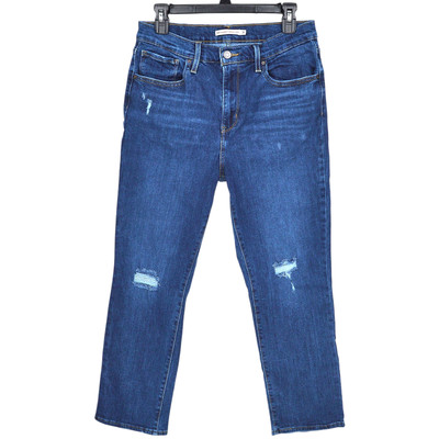 Levis Jeans Womens Size 30* Blue 724 High Rise Straight Crop Stretch Distressed