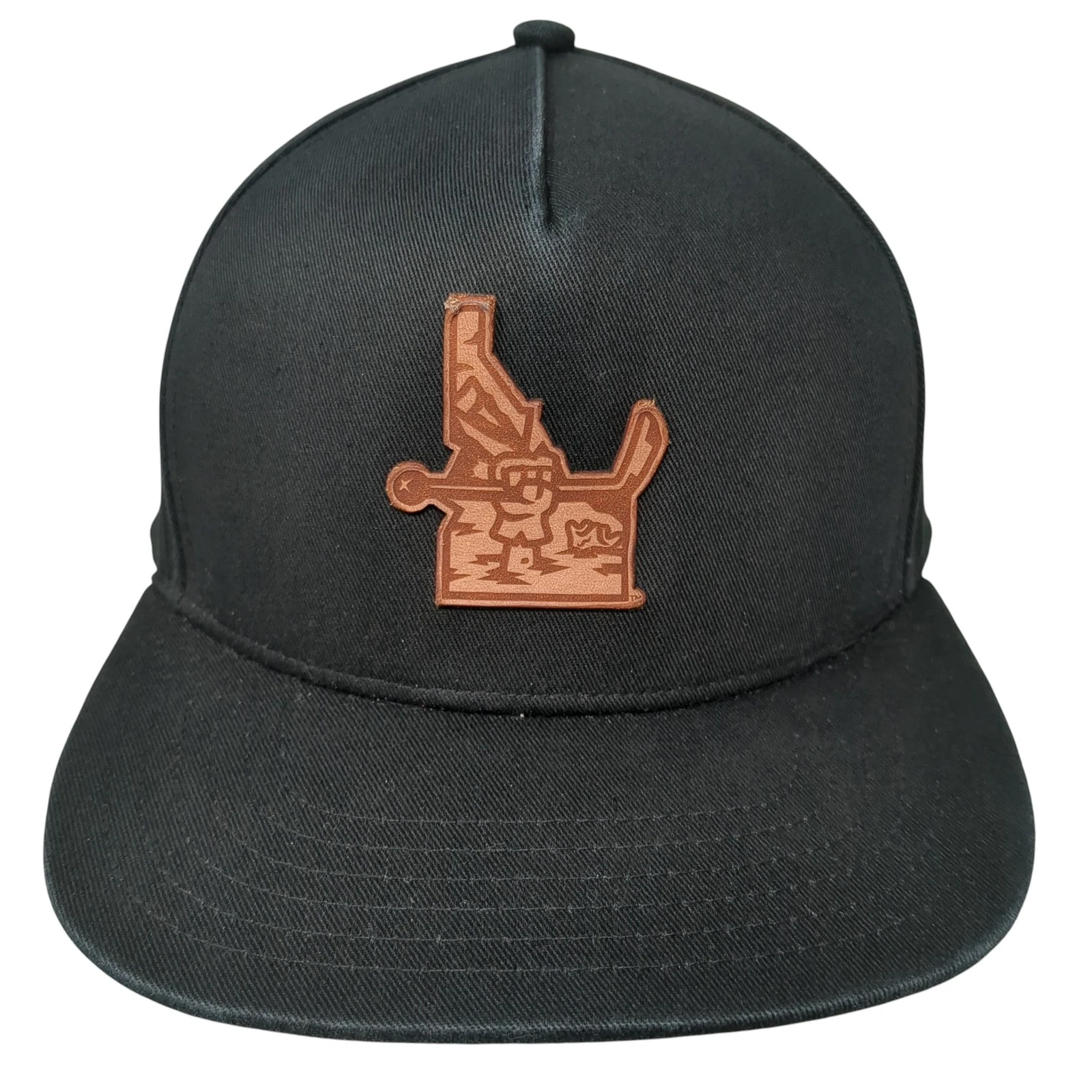 Leather Patch Snapback Hat Black One Size Adjustable Red Lbl Outdoor Cap