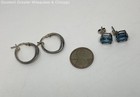 925 Sterling Topaz Faceted Oval Post & Twisted Hoop Earrings 5.2g — photo 2