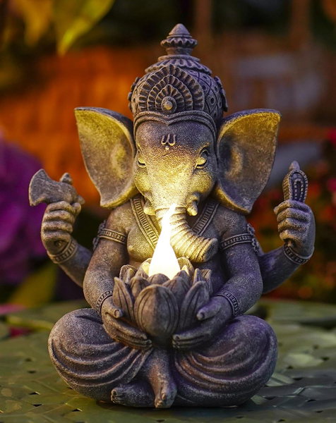 Buddha Figur Mit Solarlampe FüR Garten Wohnzimmer Zen Deko 20Cm Wetterfest-image