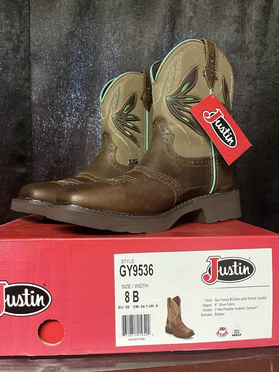 Justin Boots Tan Frenzy Buffalo Cowboy Boots Womens 8 B  display picture 1