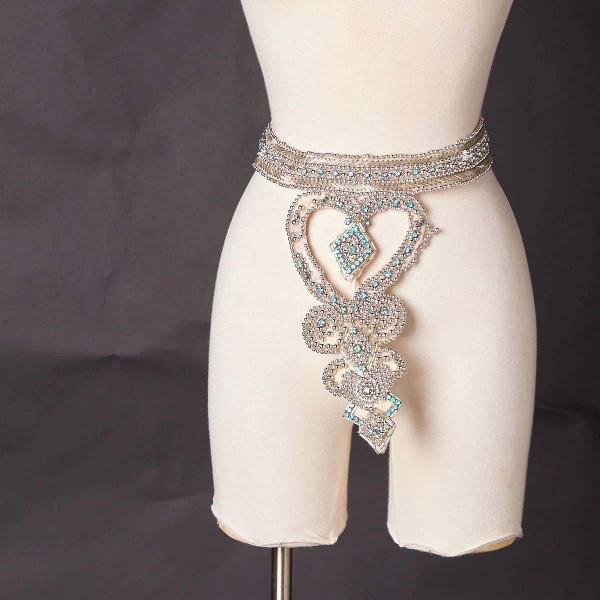 1970s Circus Burlesque Costume Beaded and Jeweled Belt Art Deco Shimmy Bra & Belt / Couture Avant Garde Burlesque  main image 3