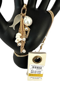 Authentic ANTHROPOLOGIE Serefina NWT 14K Gold Plated Necklace Beach Ocean Pearl Fish Charm