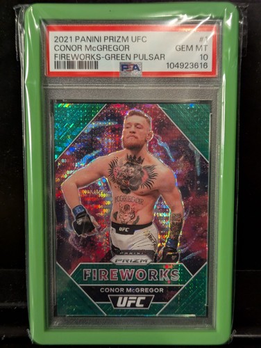 2021 Panini Prizm UFC Conor McGregor Green Pulsar Fireworks #/25 PSA 10!!!