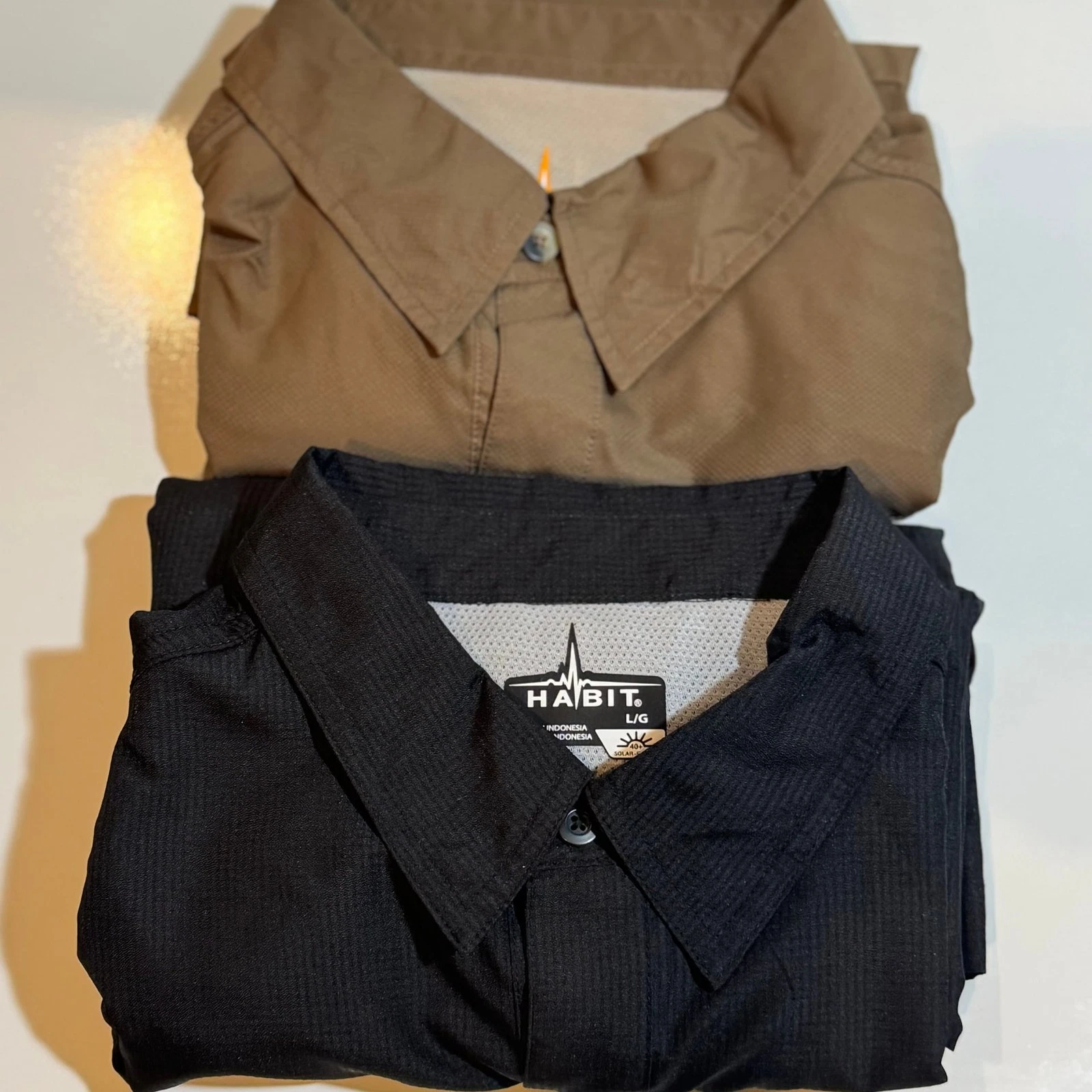 Habit Men's Shirt long Sleeve Black 40+ Solar-Factor Vented Fishing x2