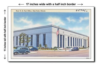 Illinois 1940s - New U. S. Post Office, Oak Park, Illinois - 11x17 Poster