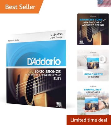 D'Addario EJ11 Light Gauge 80/20 Bronze Strings - Perfect for Acoustic Guitars
