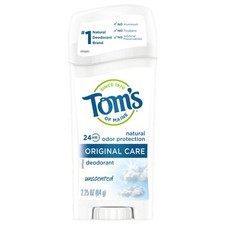 Tom's of Maine Original Care Natural Deodorant, Unscented, 2.25 oz.