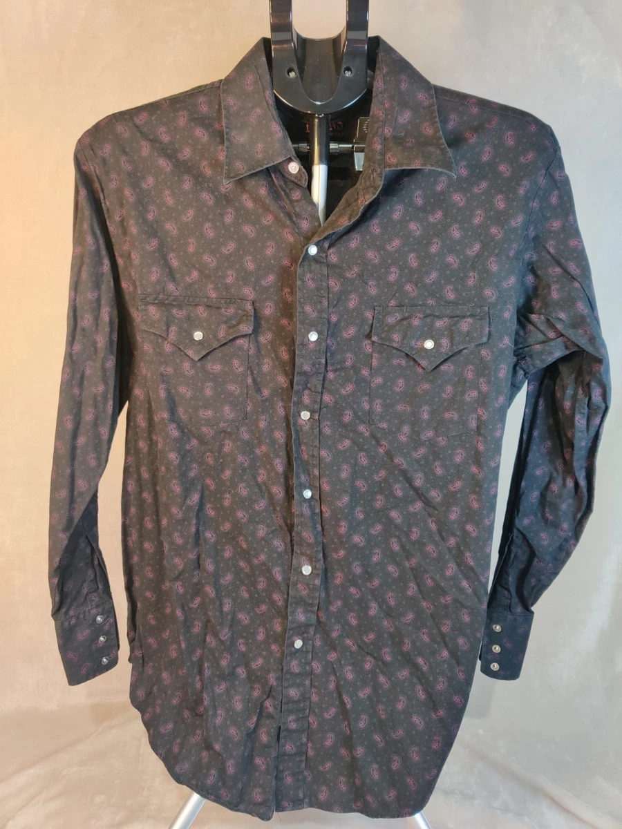 Patroncito Pearl Snap - Camisa De Vestir De Manga Larga Para Hombre, Diseño Vaquero Occidental, Ajuste Ultra Delgado, Negro