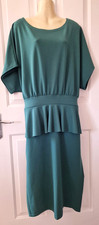 Dark green peplum waist midi dress, size 20, short sleeve